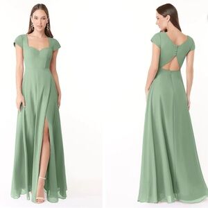 Azazie Hainsley Matcha A-Line Sweetheart Neckline Chiffon Dress 4